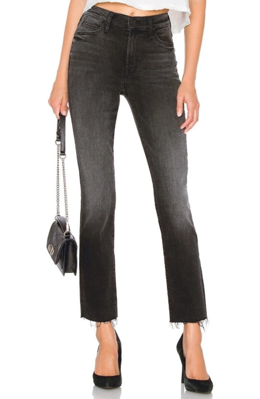 Mother Rascal Ankle Snippet Jeans Nighthawk Black Slim Straight Leg Women's 23